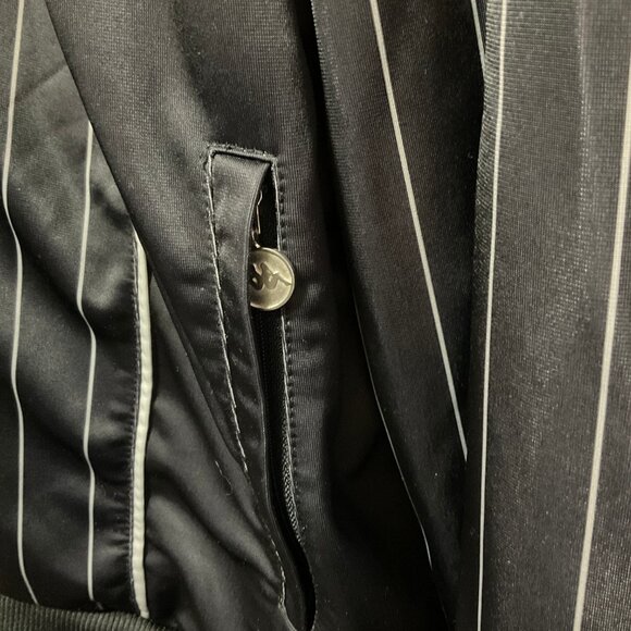 Black/White Striped Track Jacket w/ Brand Logo - Picture 2 of 3